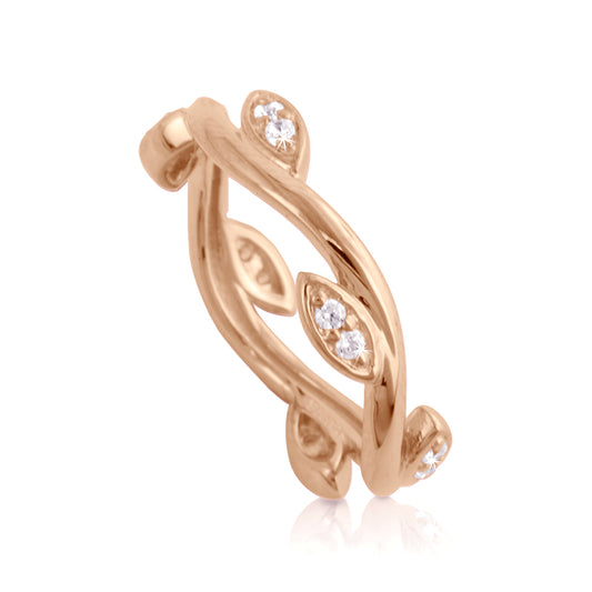 14k Gold Leaf Diamond Ring