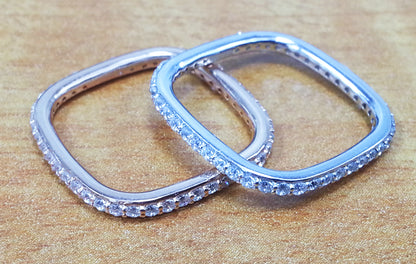 14k Gold Diamond Square Ring