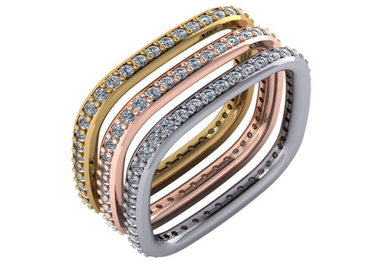 14k Gold Diamond Square Ring