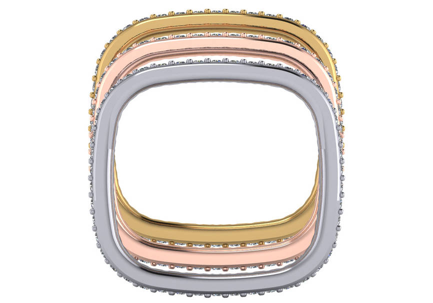 14k Gold Diamond Square Ring