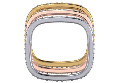 14k Gold Diamond Square Ring