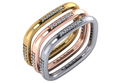 14k Gold Diamond Square Ring