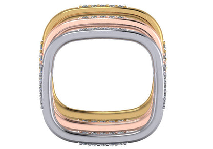 14k Gold Diamond Square Ring