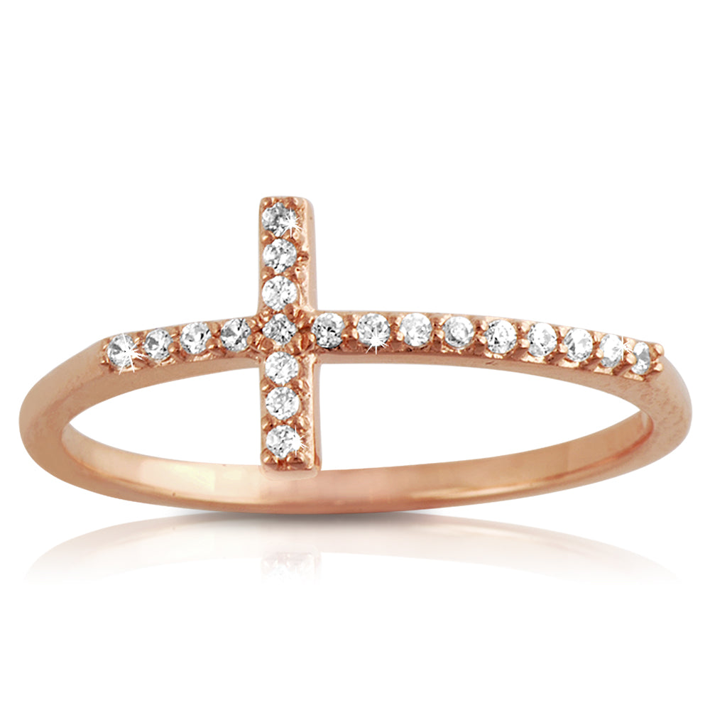 14k Gold Cross Diamond Ring