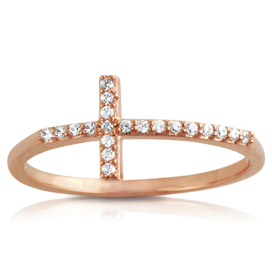 14k Gold Cross Diamond Ring