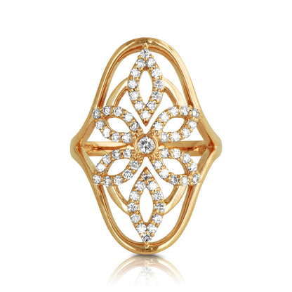 14k Gold Flower Fashion Diamond Ring