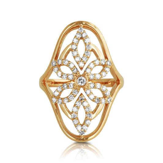 Sterling Silver Cubic Zirconia Designer Flower Ring