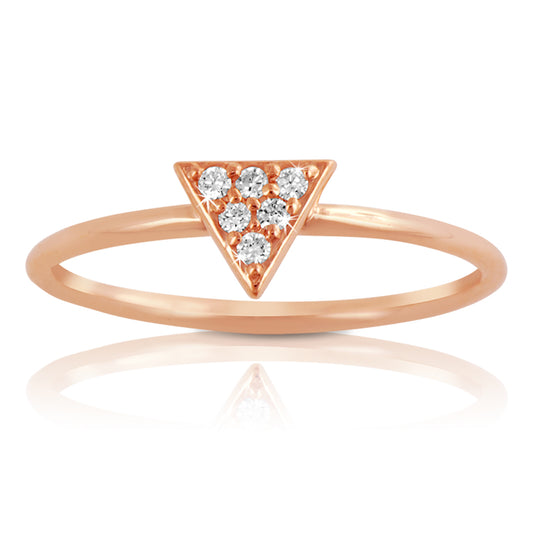14k Gold Triangle Diamond Ring