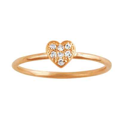 14k Gold Dainty Heart Diamond Ring