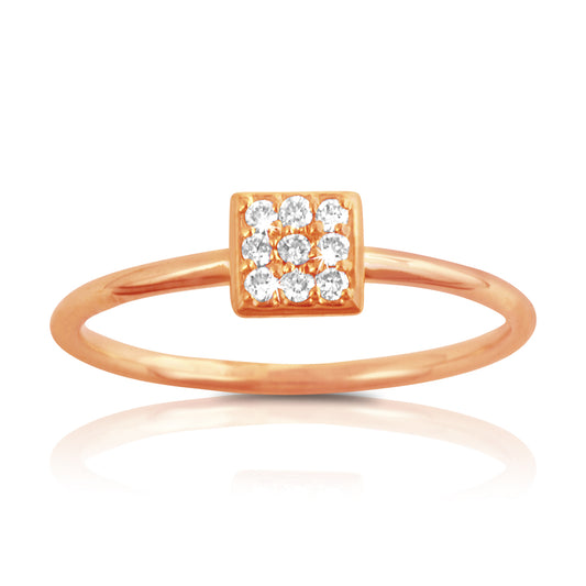 14k Gold Square Diamond Ring