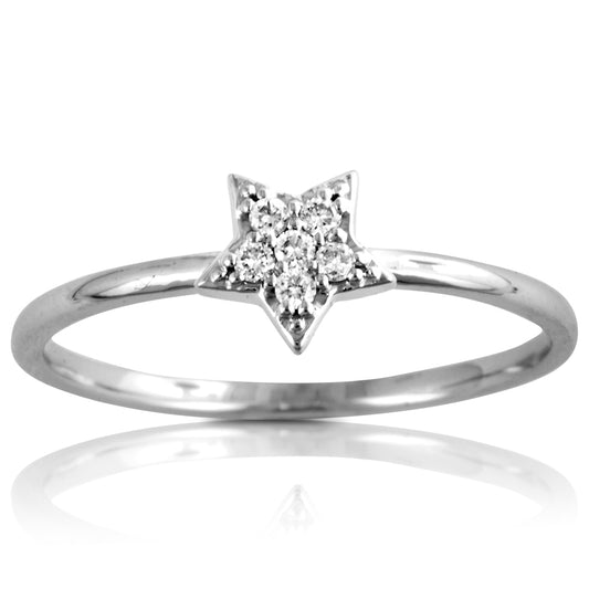 14k Gold Diamond Star Ring