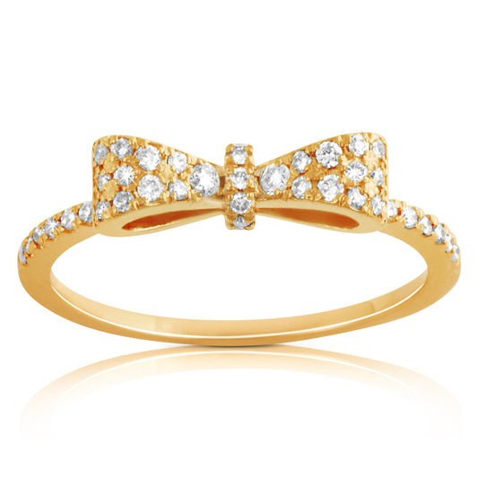 14k Gold Diamond Bow Ring