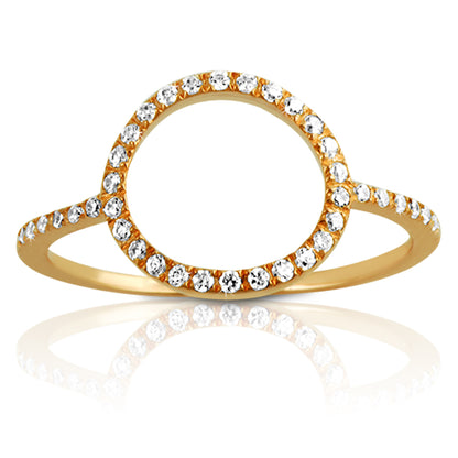 14k Gold Circle Diamond Ring