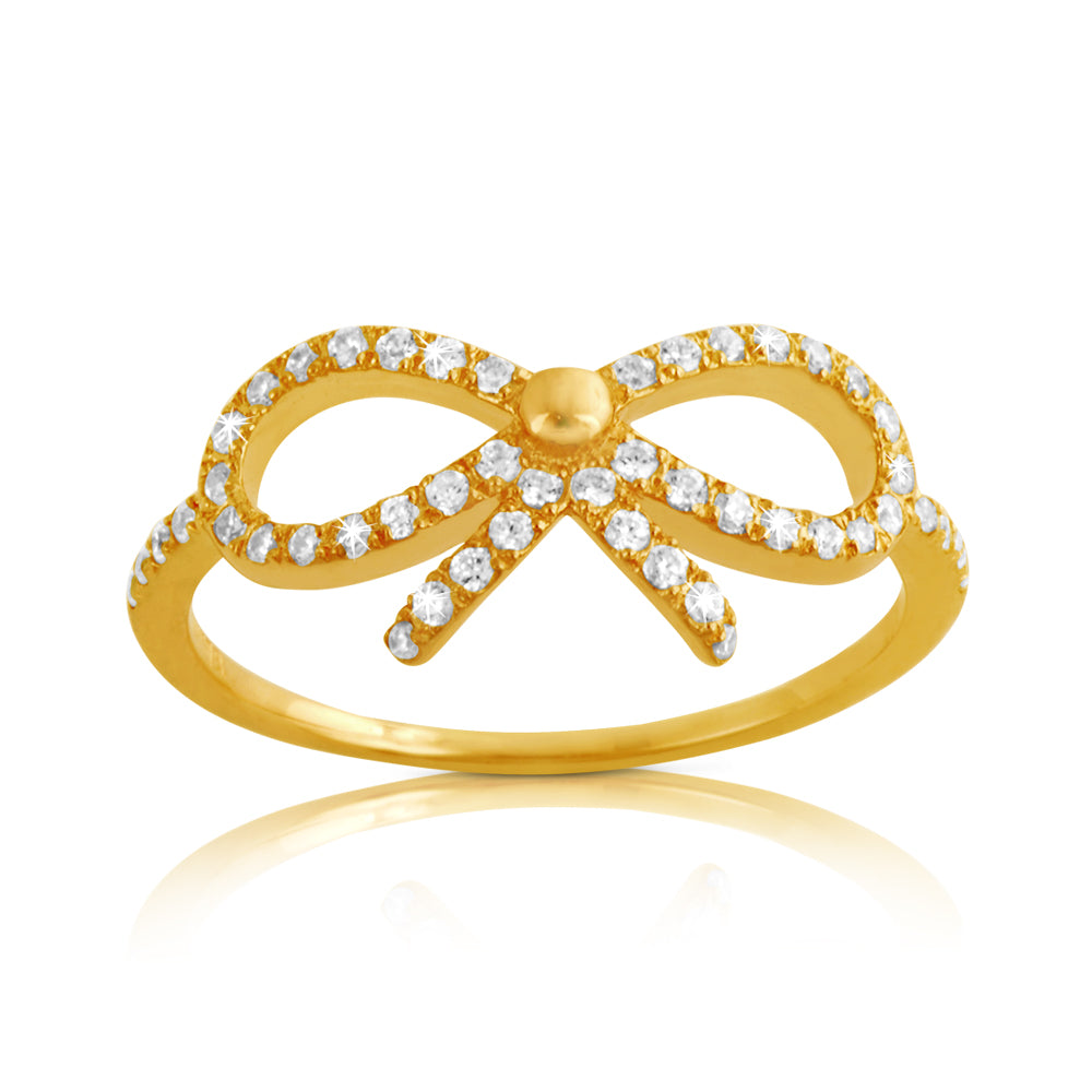 14k Gold Diamond Bow Ring