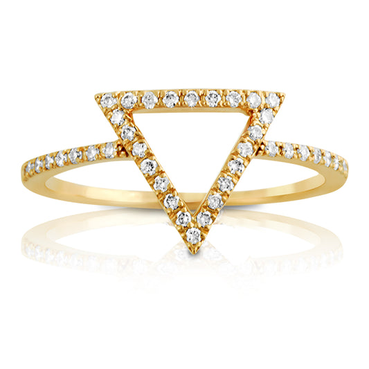 14k Gold Triangle Diamond Ring